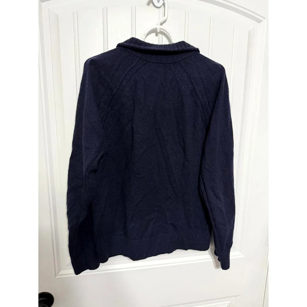 Banana Republic Sweater Mens Small Navy Blue Recycled Wool Blend Mock Neck 6589